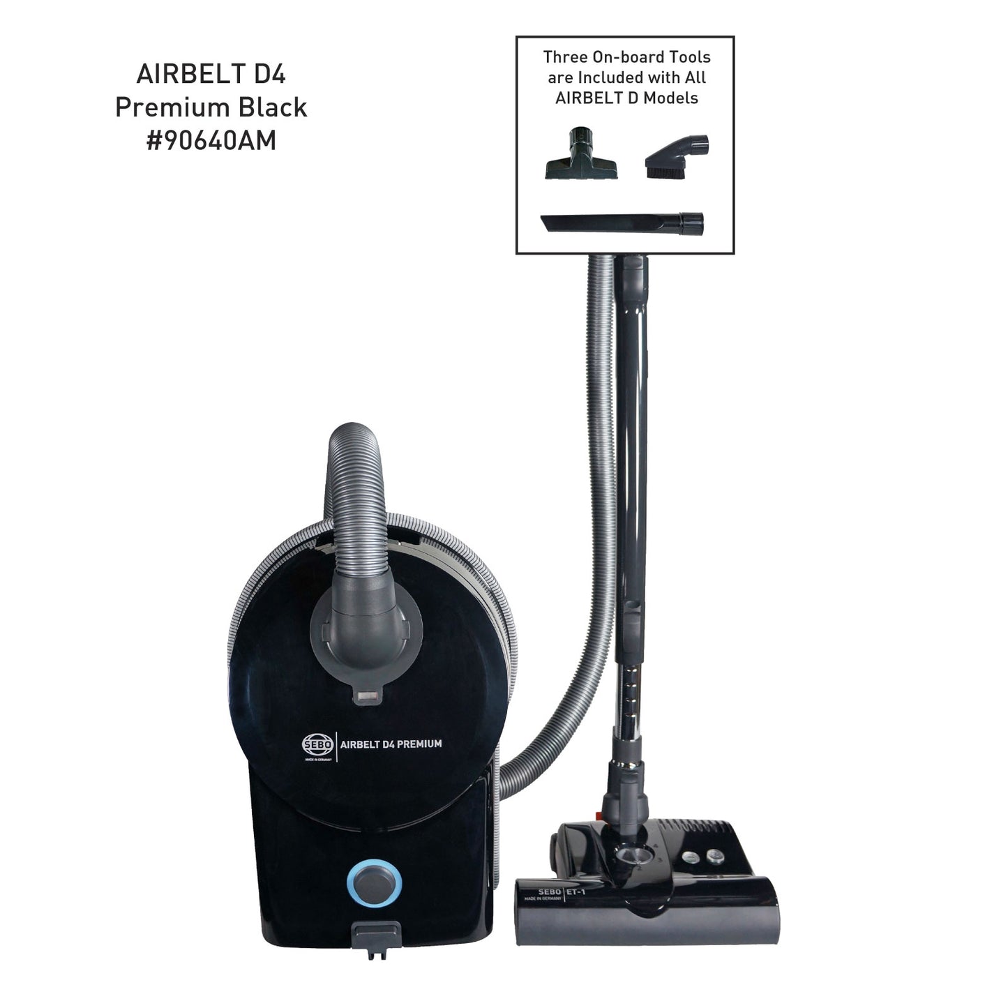 SEBO AIRBELT D4 Premium Canister Vacuum Cleaner Black